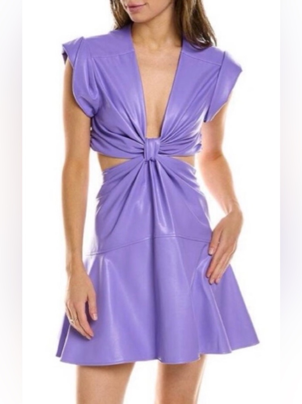 A.L.C. Lavender Knot-Front Cutout Mini Dress